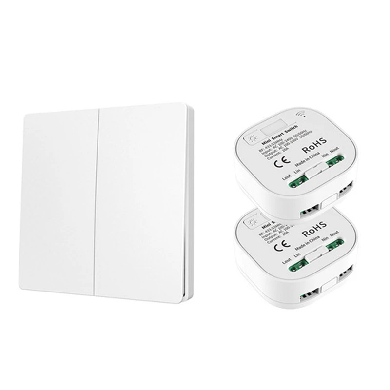

1Set Wireless Remote Control Self-Powered Waterproof Light Switch 85V-240V , 2Gang 2Receiver