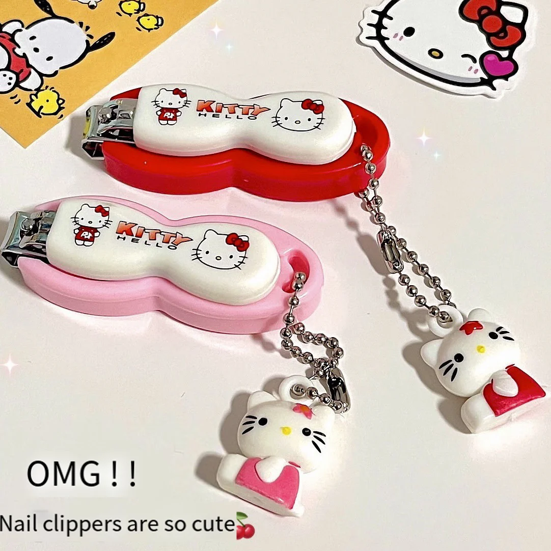 Sanrio Hello Kittle Nail Clippers Stainless Steel Manicure Nail Clippers Cute Cartoon Small Size Portable Home Nail Clipper Gift