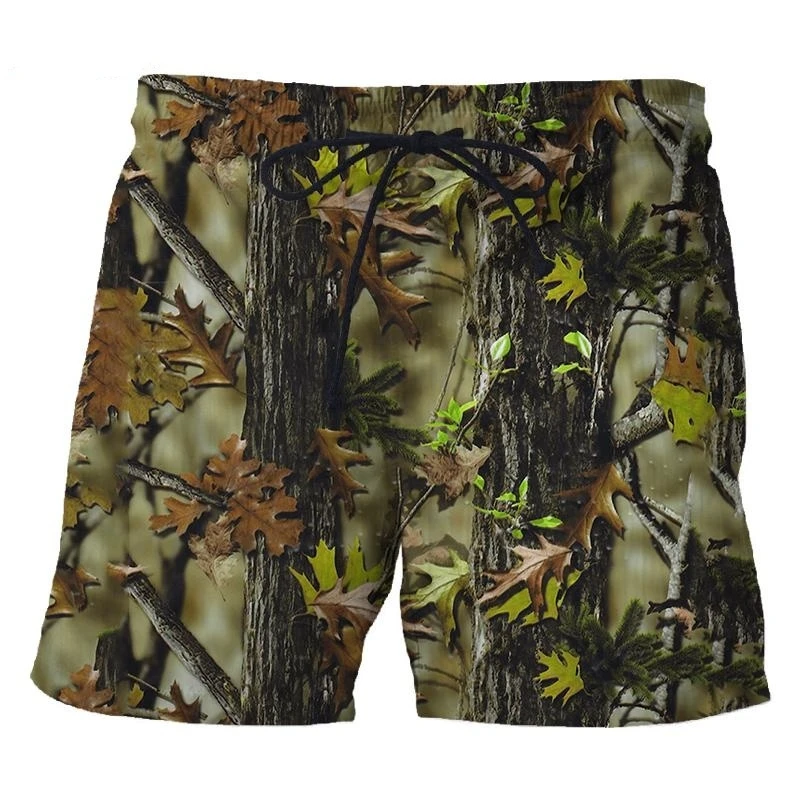 Vintage Camouflage 3D Print Men\'s Beach Shorts New Fashion Casual Swim Trunks Personality Sports  Board Ice Shorts Mens Clothing