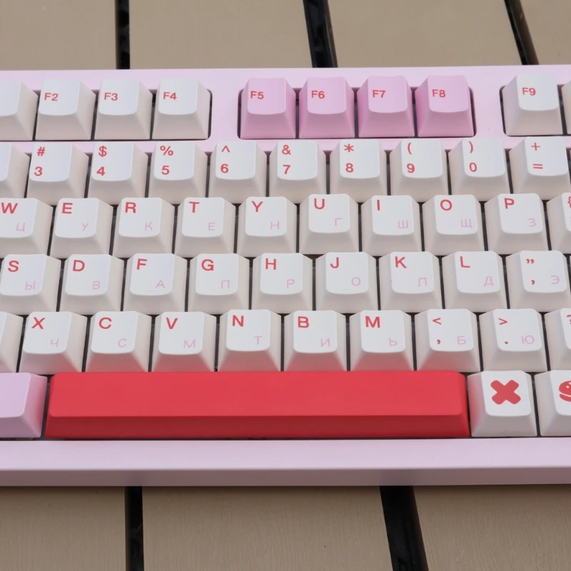 133 Keys Keycaps Pink RIM Theme for Mechanical Keyboard CherryProfile Keycaps DIYSublimation Cartoon Keycaps