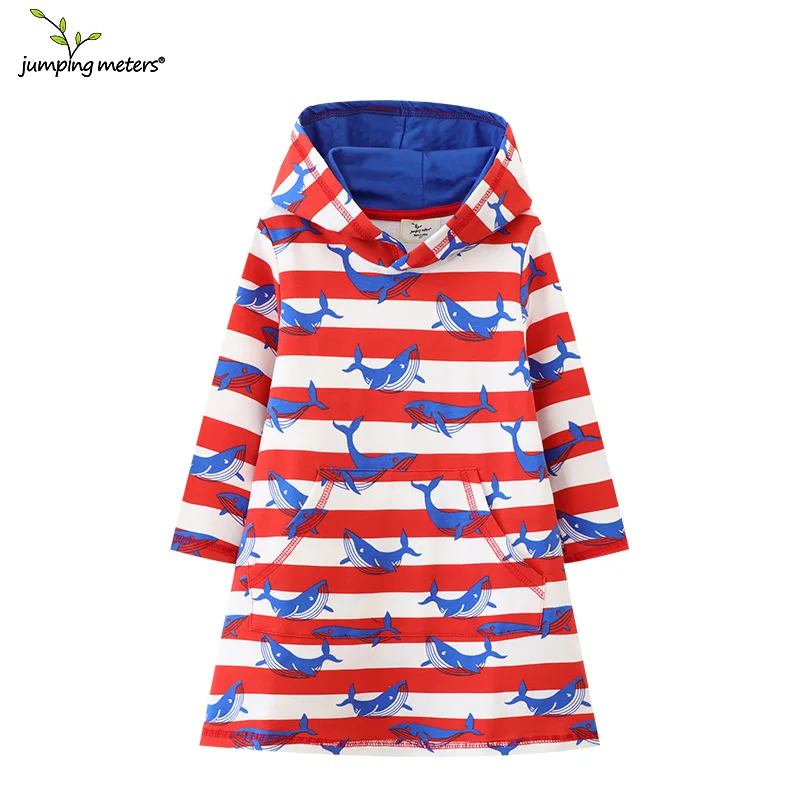 

Spring Children's Dress insNew Children's Clothing Printed Pattern Long Sleeve Hooded Long Dress Distribution