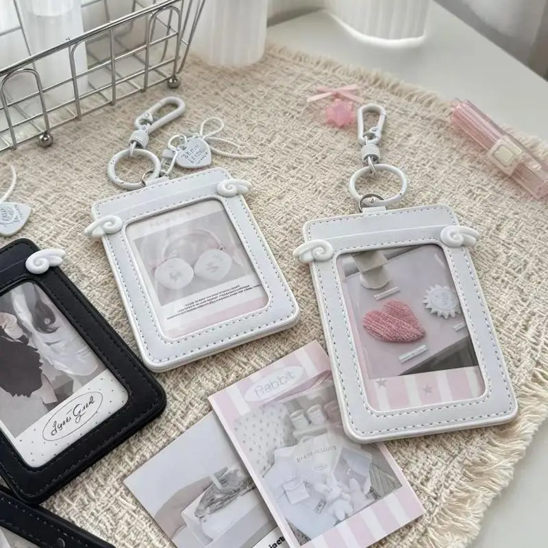 Waterproof PU Leather Card Holder with Keychain Anti-scratch Kpop Idol Photocard Storage Case for Daily Use