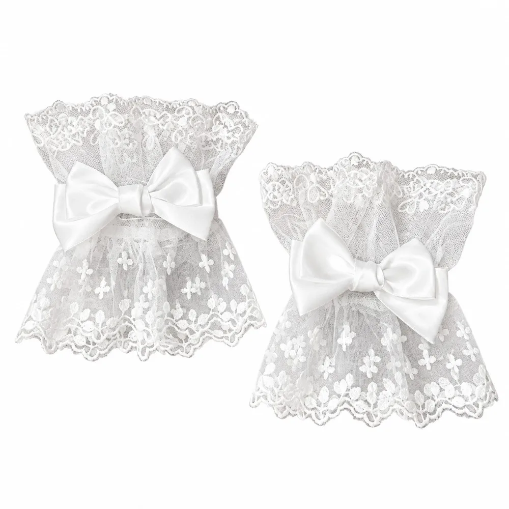 Ruffled Lace Lolita Wrist Cuffs Floral Lace Tulle Design Fake Sleeve Cuffs Sweet Satin Multicolor Bowknot Cosplay Bracelets