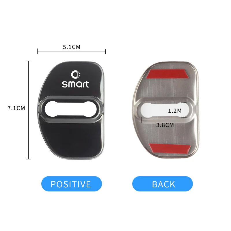 4Pcs Car Door Lock Cover Protective Case Accessories For Smart Fortwo 451 450 453 EQ Forfour Coupe Cabrio Crossblade ROADSTER