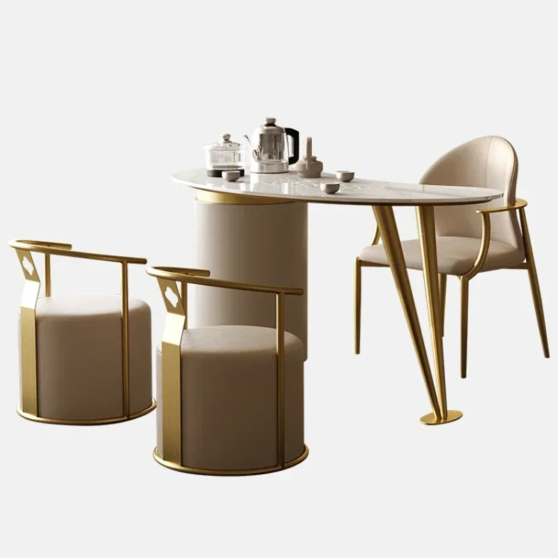 

Modern Light Luxury Stone Plate Table-Chair Set Balcony Home Small Tea Table Kettle