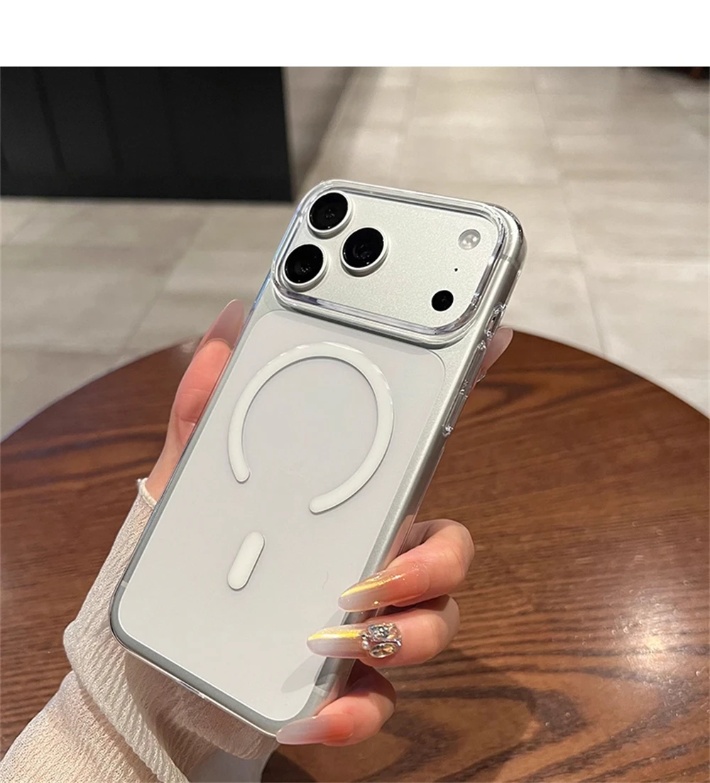 Ultradünne Transparente Hartschale für Magsafe Hülle für iPhone 18 17 Pro Max Air 16 15 14 Plus 13 12 Pro Magnetische Kabellose Ladehülle – Detail 13