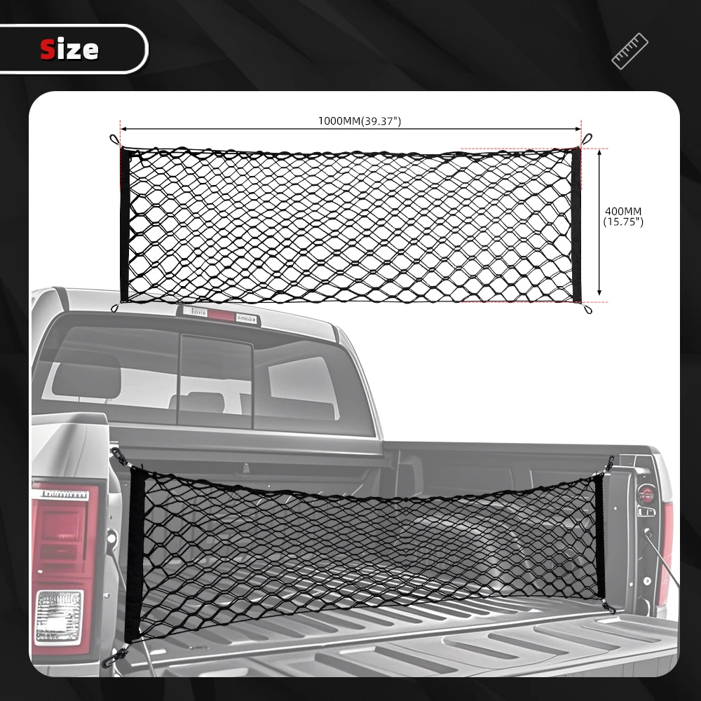 RASTP-100x40/110x40cm Truck Bed Cargo Net Storage Net Trunk Mesh Organizer Envelope Cargo Net Elastic RS-BAG117