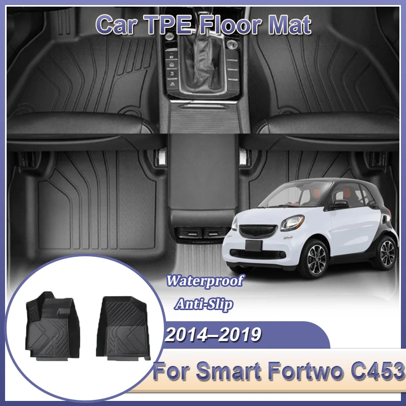 

Для Smart Fortwo C 453 2014-2019 2016 2018 2-местные коврики с левым рулем из ТПЭ, грузовой коврик для ног, автоподнос, водонепроницаемый внутренний автомобильный аксессуар