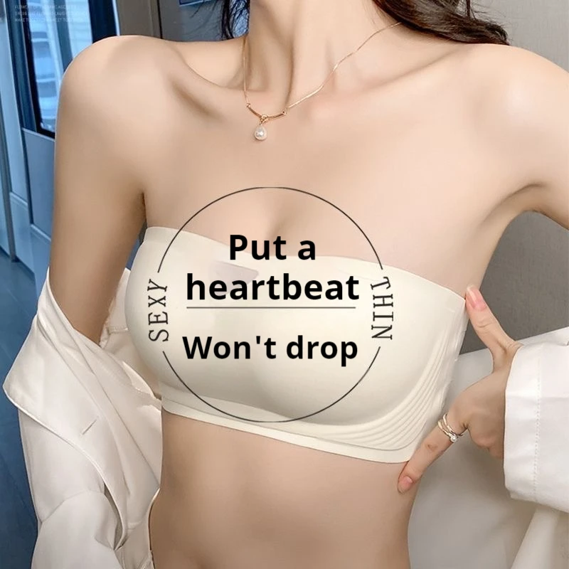 Strapless Underwear Tube Top Anti-exposure Summer Thin Anti-slip Chest Gathered Seamless Invisible Back Wrapped Bra Seamless Bra