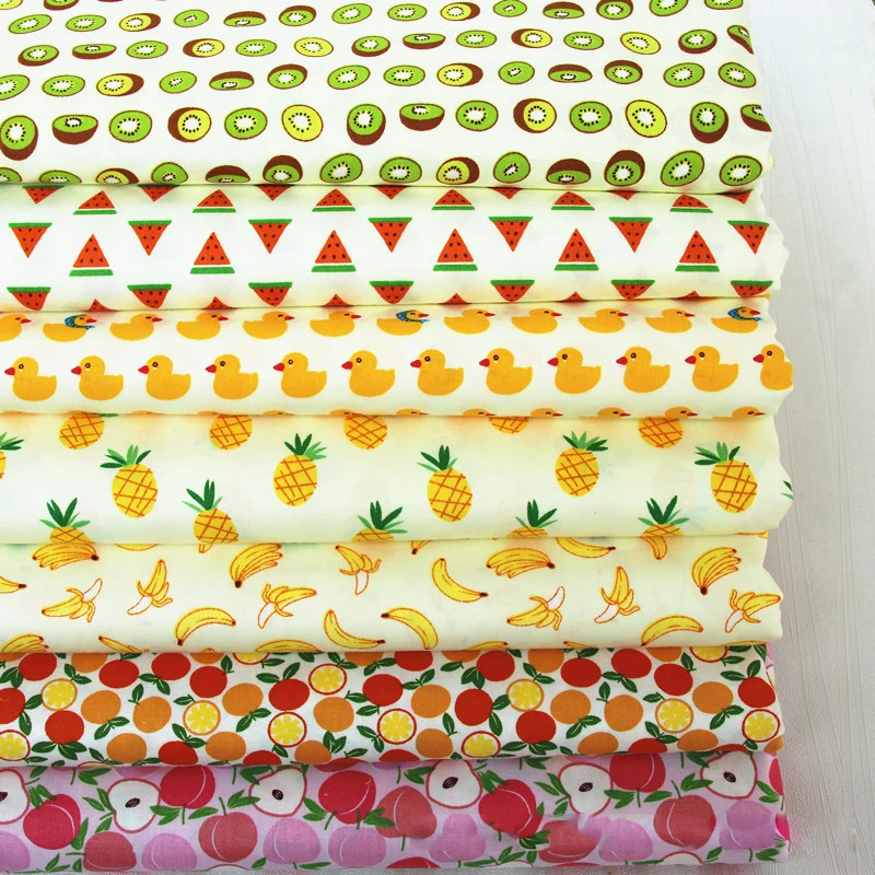 

Cartoon Fruit Pattern Twill Printed Cloth, Quilt Cover, DIY Fabric, Handmade Clothing, Dress, 100% Cotton