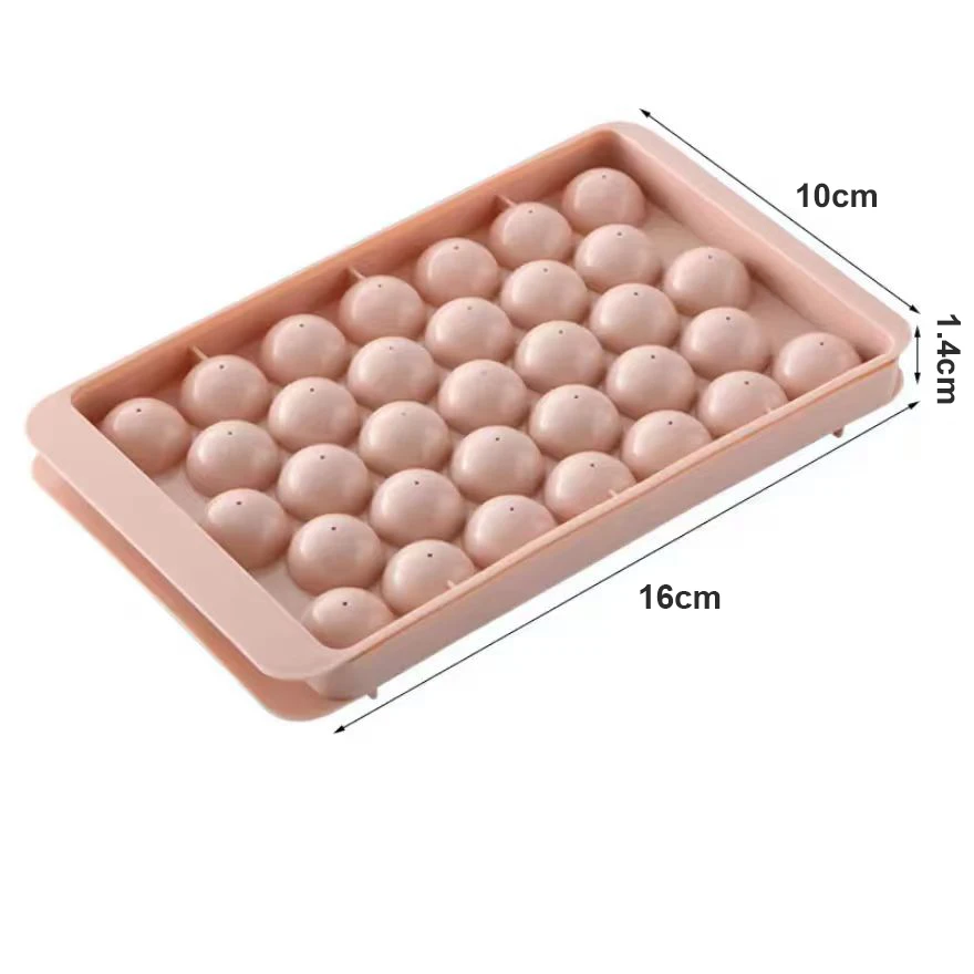 33-Eiswürfel-Tabletts für Gefrierschrank, Eiskugel-Maker-Form, Mini-Kreis, runde Eiswürfelform mit Deckel, Herstellung von PCs für Cocktail-Whisky – Detail 2