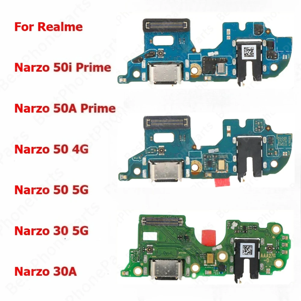 

Порт зарядки для Realme Narzo 50i 50A Prime 50 4G 30 5G 30A, зарядная плата, USB-разъем, разъем для док-станции, детали мобильного телефона