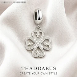 Heart Clover Lucky Dangle Charm Pendant For Women 925 Sterling Silver Trendy Brand New Gift