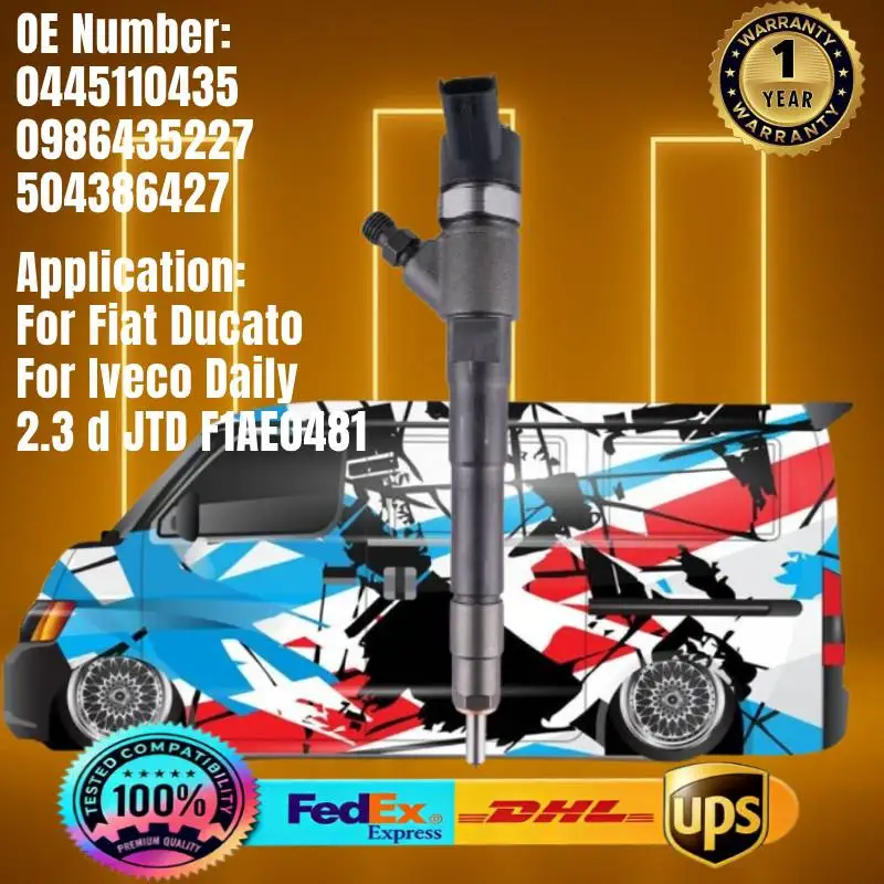 

0445110435 504386427 0986435227 Common Rail Fuel Injector for Fiat Ducato Bus Iveco Daily Van 2.3 d JTD Diesel Engine