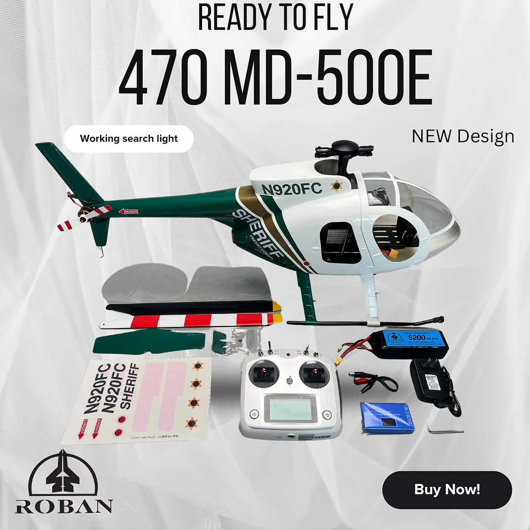 

ROBAN 470 Size MD500E Hughes Helicopter RTF - Ready to Fly Scale RC Helicopter with One-Key Return & Auto Hover