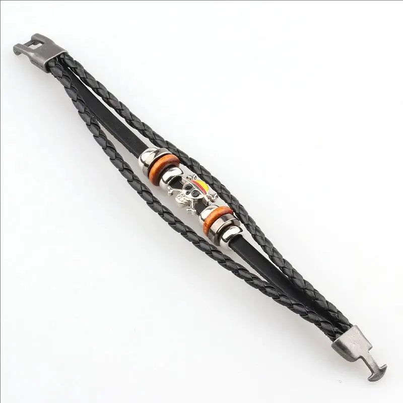 Cosplay accessories One Piece woven Bracelet Luffy  Cosplay Accessories Straw Hat Pirate  multilayer buckle ring birthday gift view 3
