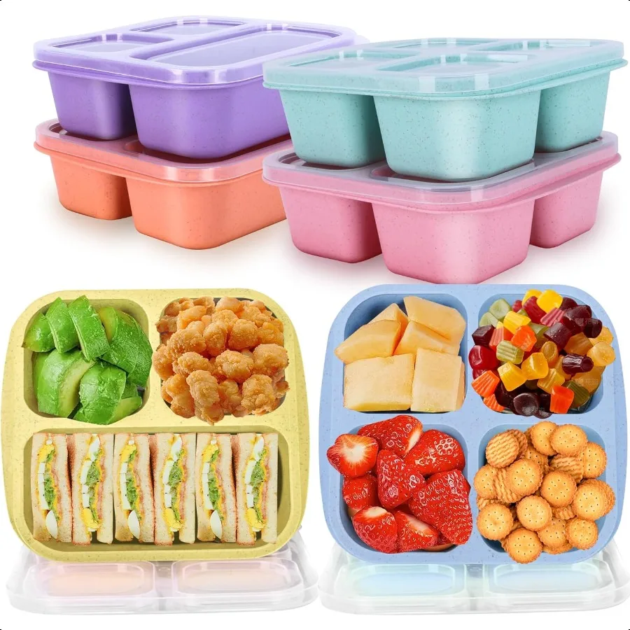 

6 Pack Snack Containers 3 4 Compartment Bento Box for Adult Lunchable Containers Divided Snackle Box Container BPAFree Meal Foo