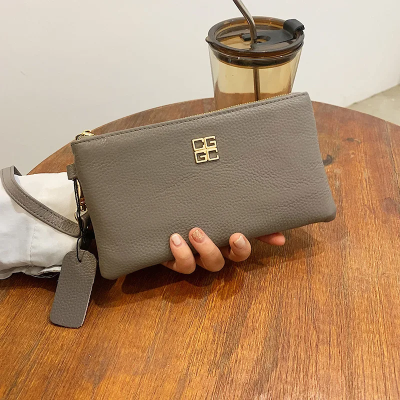 

Genuine Leather Clutch Bag Women 2024New Simple Casual Small Bags Factory Cowhide Mobile Phone Change Women's Bag