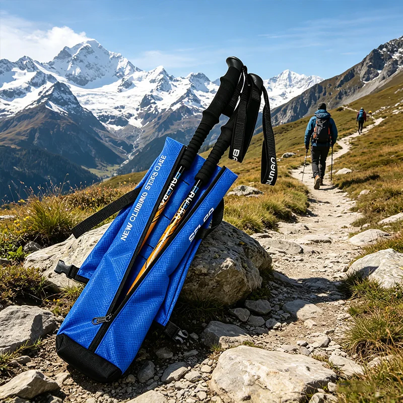 2PCS Outdoor Hiking Poles Backpack Crutches Storage Bag Portable Folding Hiking Poles Bag