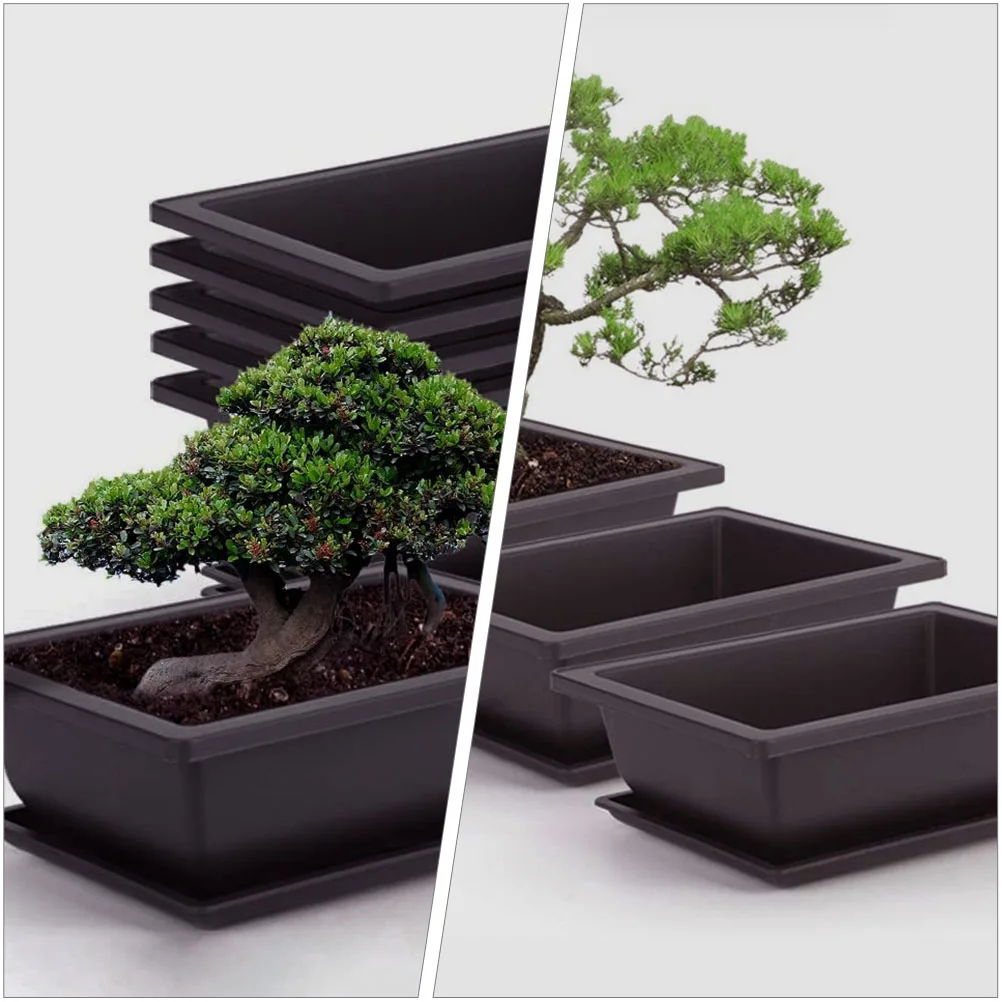 

5pcs Rectangular Flower Pot Plastic Planting Succulent Garden Small Bonsai Indoor Planter Container Breathing