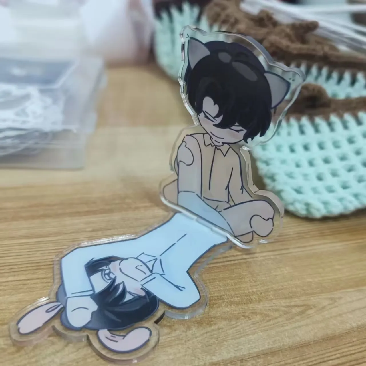 Coveting، تمثال أكريليك كرتوني ذاتي الصنع من Jiang Heng وLi Pei'en من شخصيات Q على طراز، يتميز بزوجين الذئب والأرانب