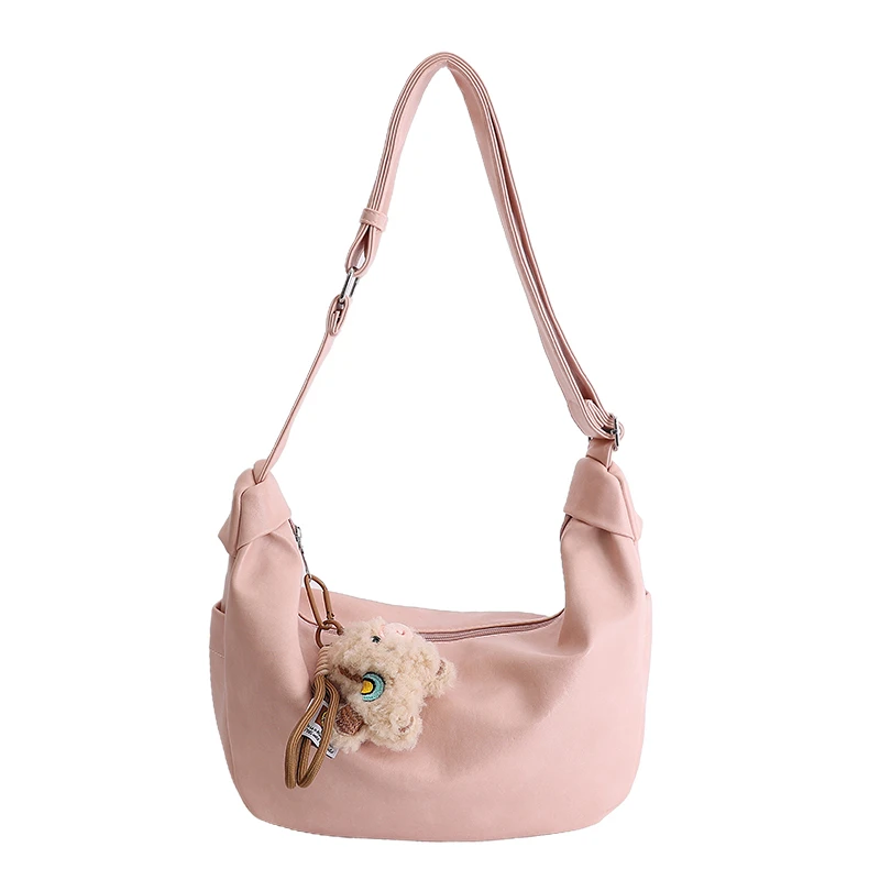 

New Solid Color Sewing Thread PU Shoulder Bag Interior Zipper Pocket Women's Crossbody Bags 2026 Hot Sale Sweet Bags for Women