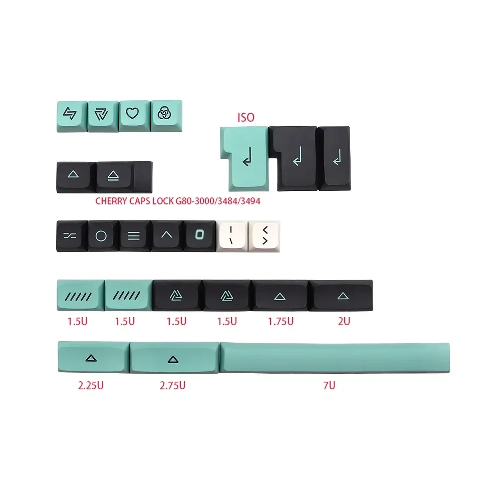 Geoma Keycap pour clavier mécanique, 129 touches, capuchon de clé 7u, barre d'espace fendue, dz60, RK61, 64, gk61, 68, 75, 84, 980/104