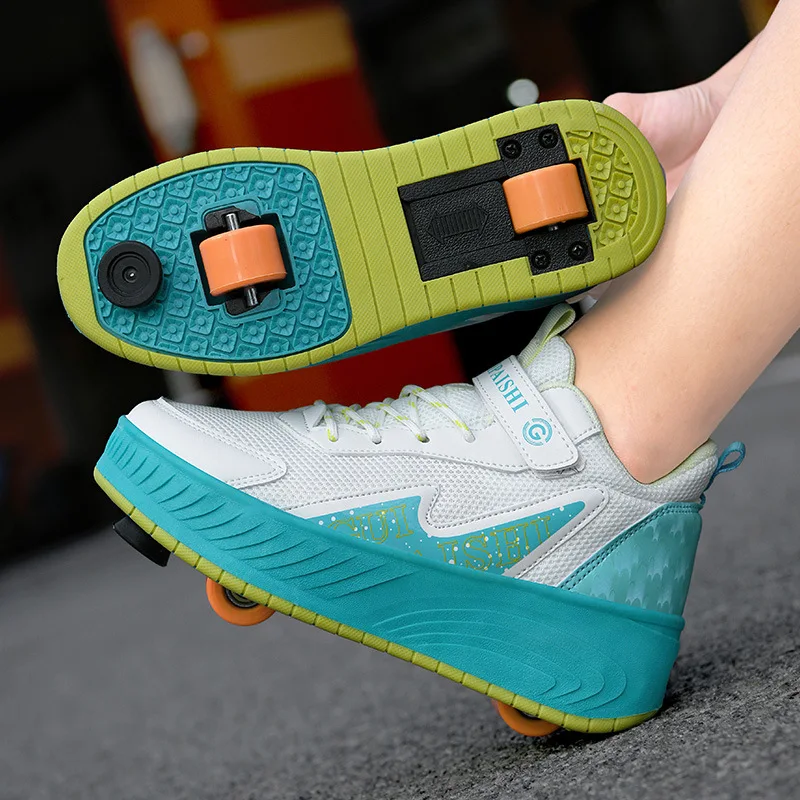 

New Girls' 2-Wheel Inline Skates With Brakes Fashion Sports Shoes With Wheels Dual-Purpose Roller Skating Casual Shoes Best Gift