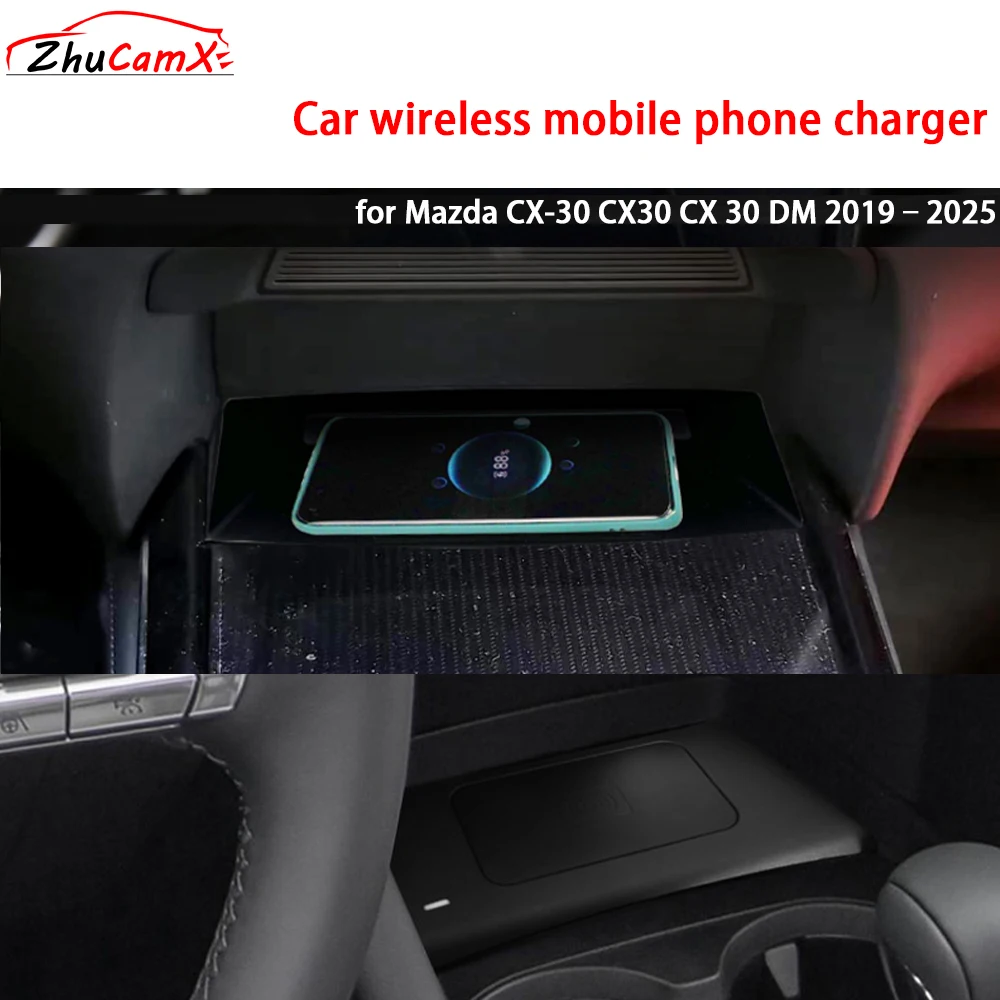 for Mazda CX-30 CX30 CX 30 DM 2019–2025 Center Console Storage Wireless Mobile Phone Charger QI 18W iPhone Magsafe Fast Charging
