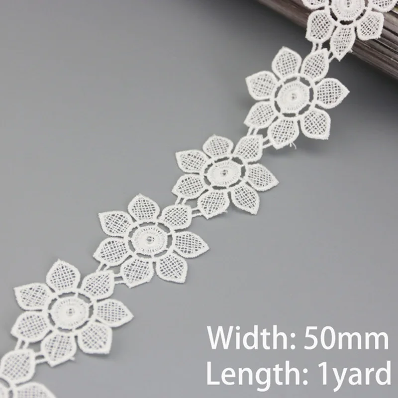 (1 yards/lot) White Flower Handmade Lace Jewelry Patchwork Material Lace Ribbon DIY Wewing Garment Accessories Butterfly Pattern