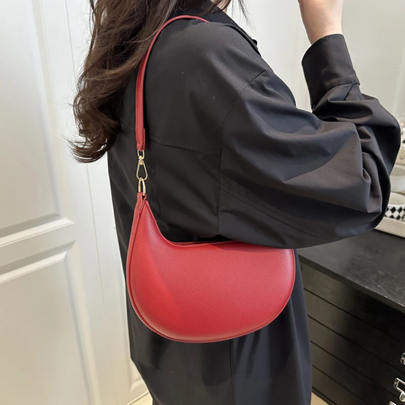 New Fashionable High-end Moon-shaped Baseball Bag Showing Luxury Women's Single Shoulder Bag Elegant lady Handbags bolso mujer