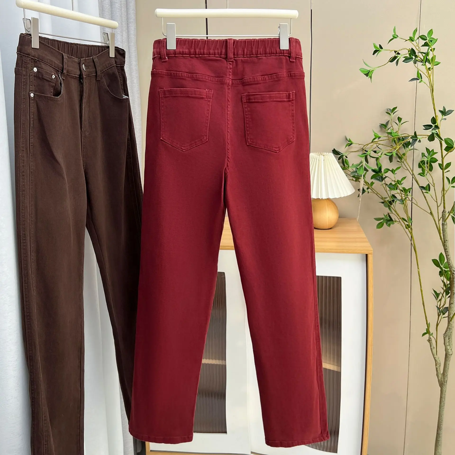 Size XL XXL Women Cigarette Pants Autumn/Winter New Loose High Waist Stretched Straight Leg Casual Long Trousers 8921