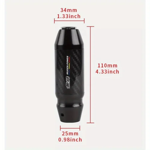 Imagen 2 del producto JDM perilla de cambio de marchas de palo automático Universal MUGEN, fibra de carbono, aluminio negro