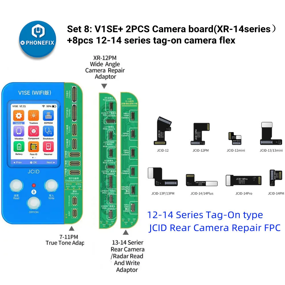 JCID V1SE Tag-on tylny aparat naprawczy FPC Flex dla iPhone XR-15 Pro MAX Mini aparat wyskakujący kabel do naprawy szyb bez lutowania