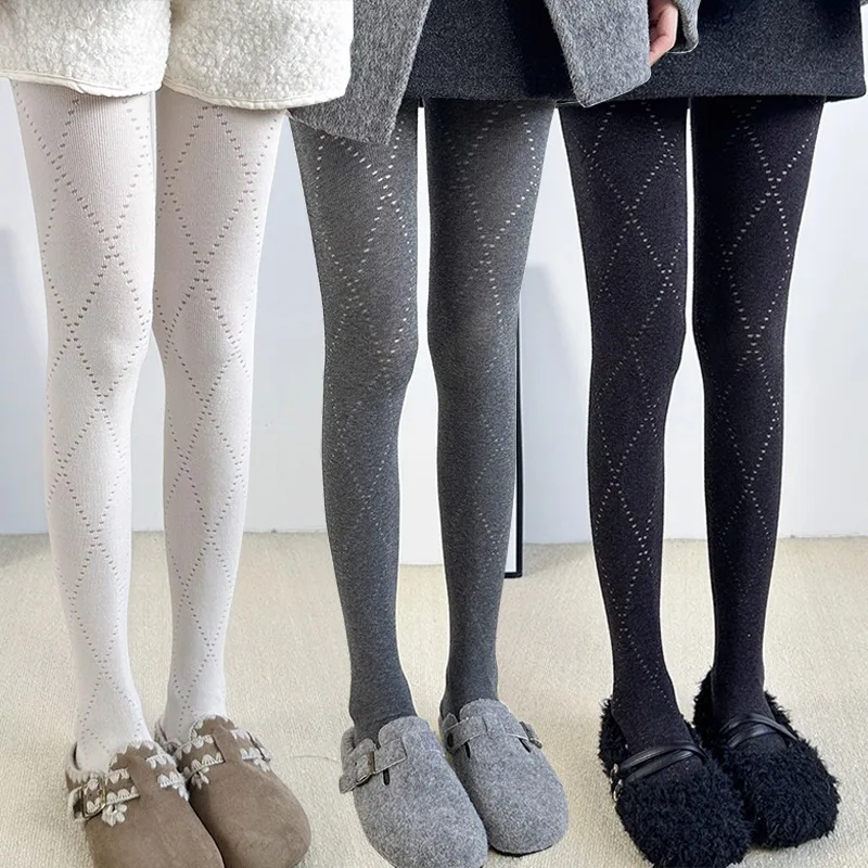 

2025 Winter Knitted Tights for Women Sexy Jacquard Pantyhose Women Cotton Japanese Lolita High Waist Elestic Leggings Hosiery