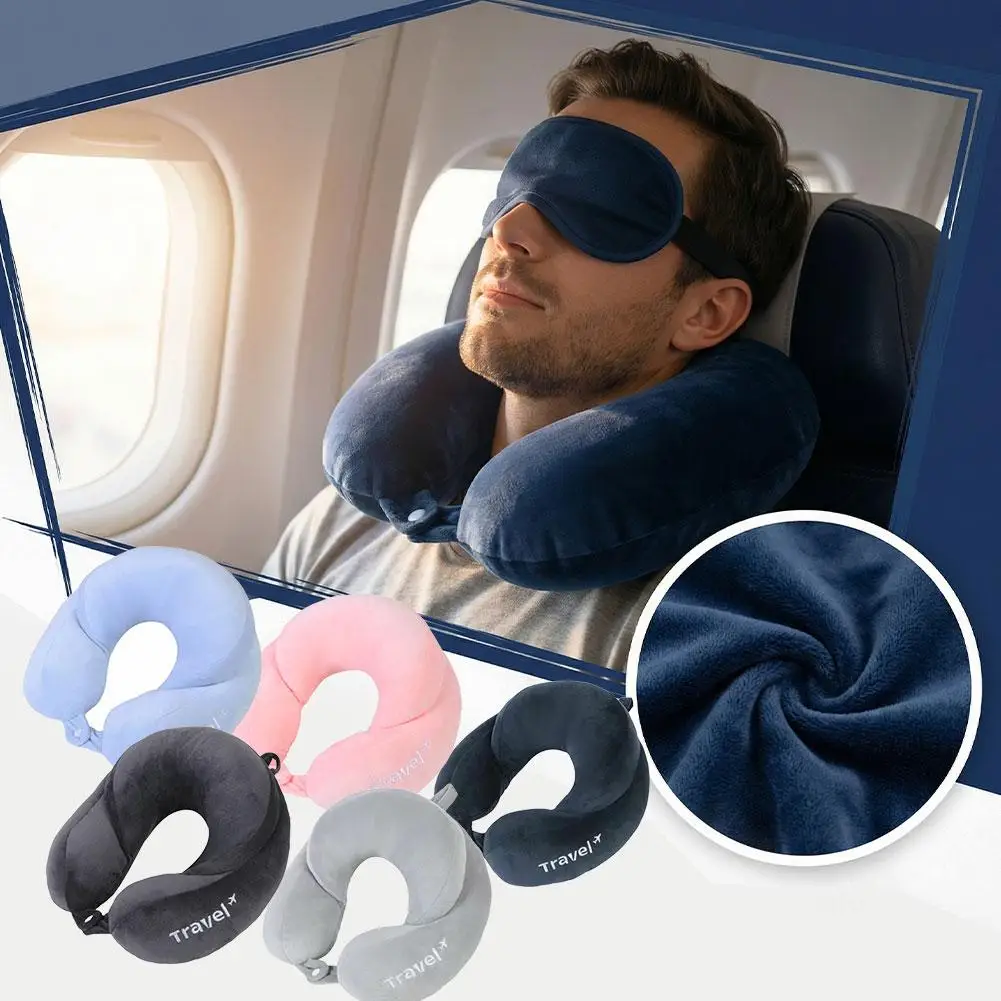 Portable U-Shaped Travel Pillow Soft Neck Support Cushion for Airplane Car Home Office Relaxing Sleep Travel Essential Pill U7J1