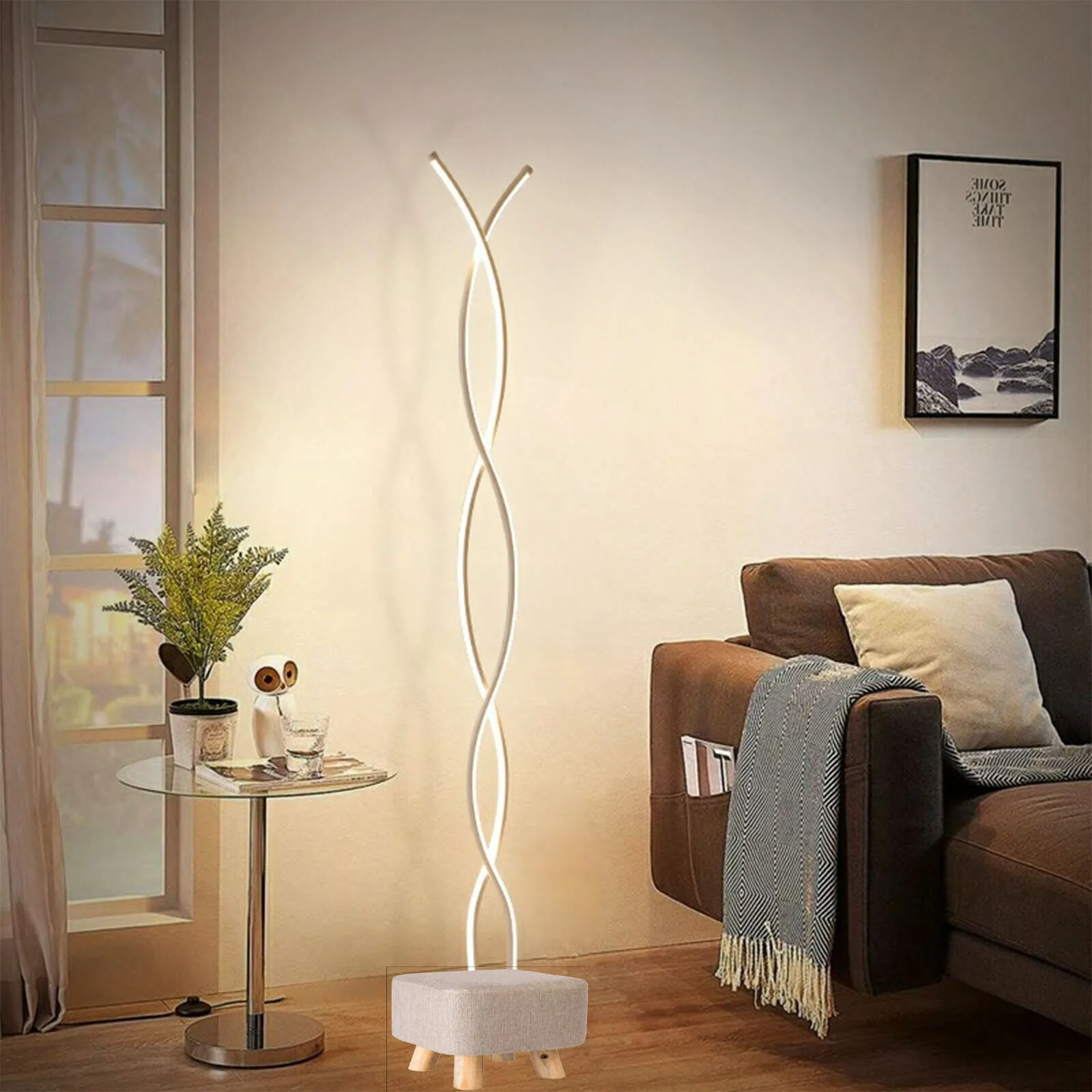 

US LED Modern Spiral Floor Lamp Twist Standing Lamp Corner Floor Lamp for Bedroom