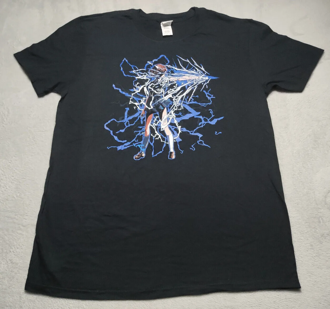 

A Certain Scientific Railgun Mikoto Misaka Large Black Anime T-Shirt Japan Manga