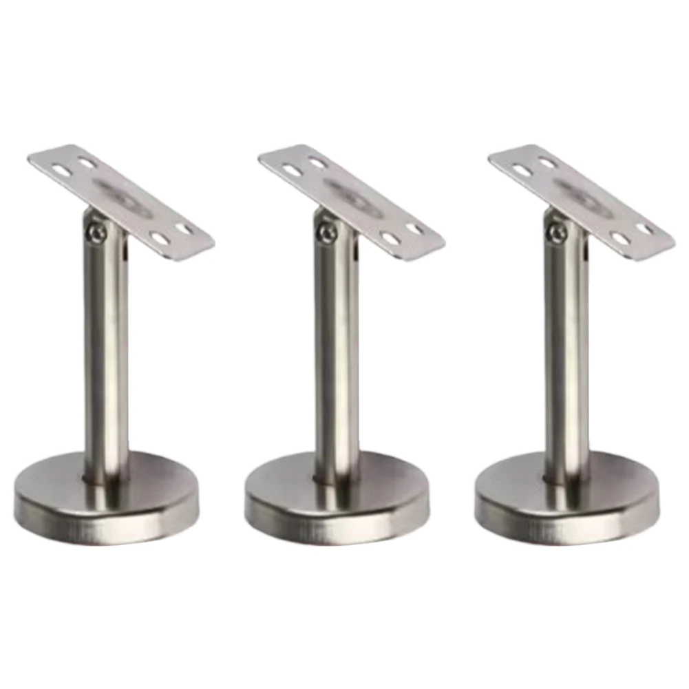 3Pcs/set 304 Stainless Steel Handrail Wall Floor Mount Straight Post Bracket Adjustable Brackets 60mm/80mm Accessories Silver