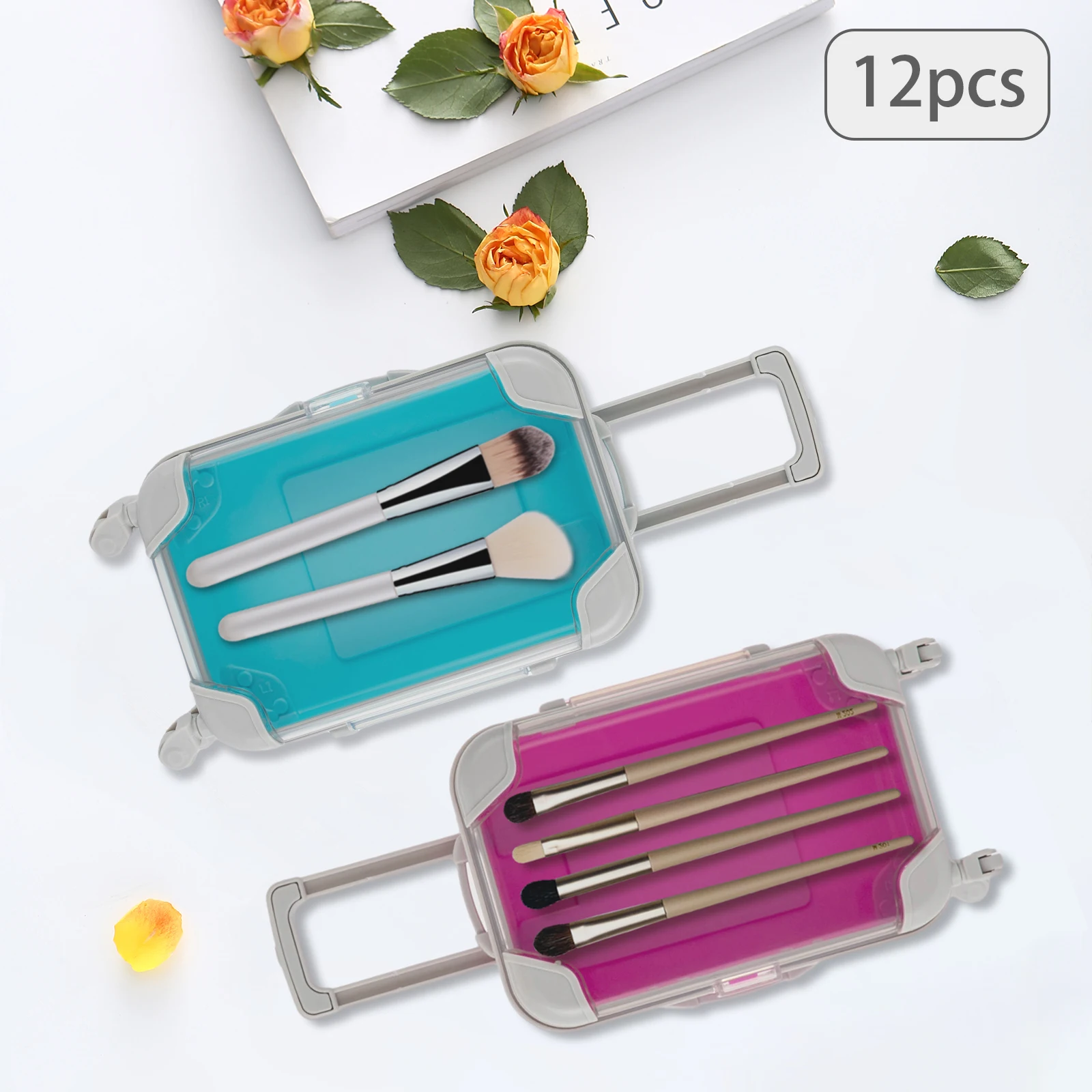 Mini valigia in ABS da 12 pezzi, valigia trolley di simulazione rettangolare colorata 9,5 * 5 * 17-22 cm per viaggi, feste di compleanno