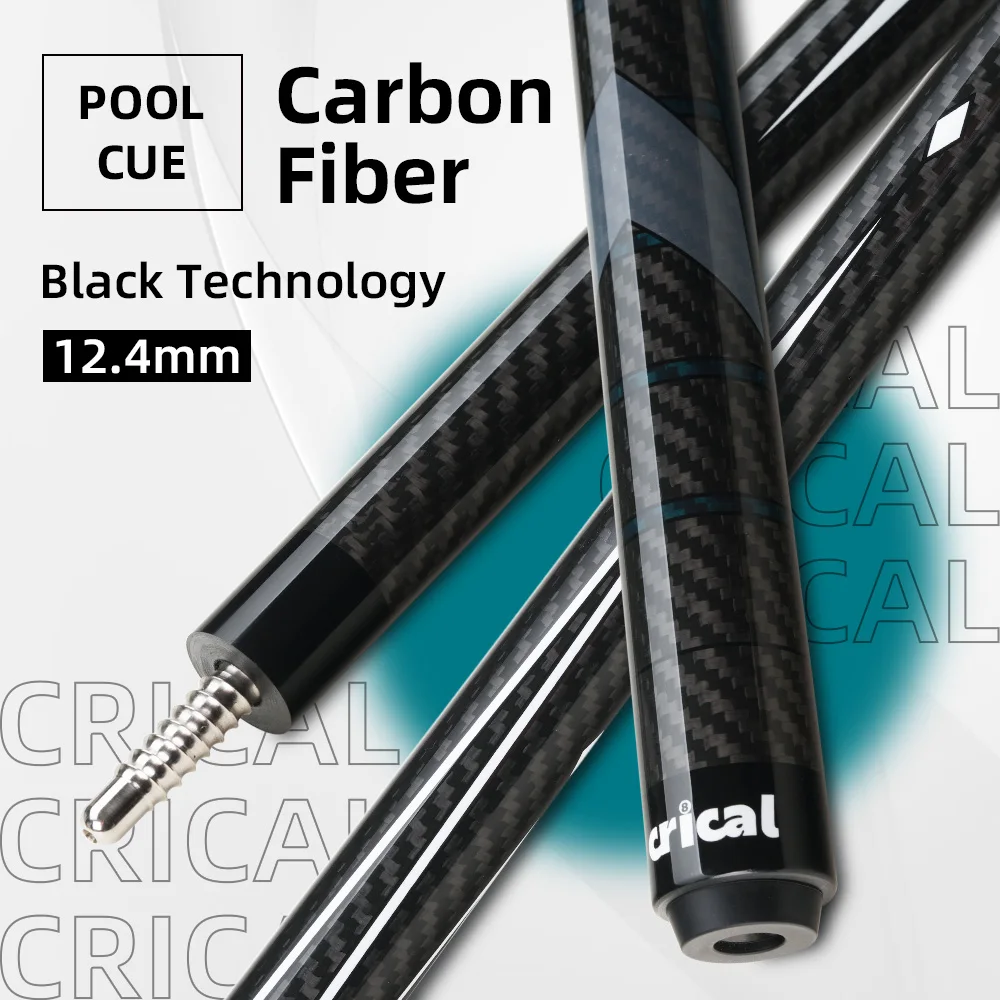 

CRICAL CL-01 Carbon Fiber Pool Cue Stick Black Technology Low Deflection 12.4mm Tip 3 * 8/8 Joint Pin Professional 1/2 Billiard