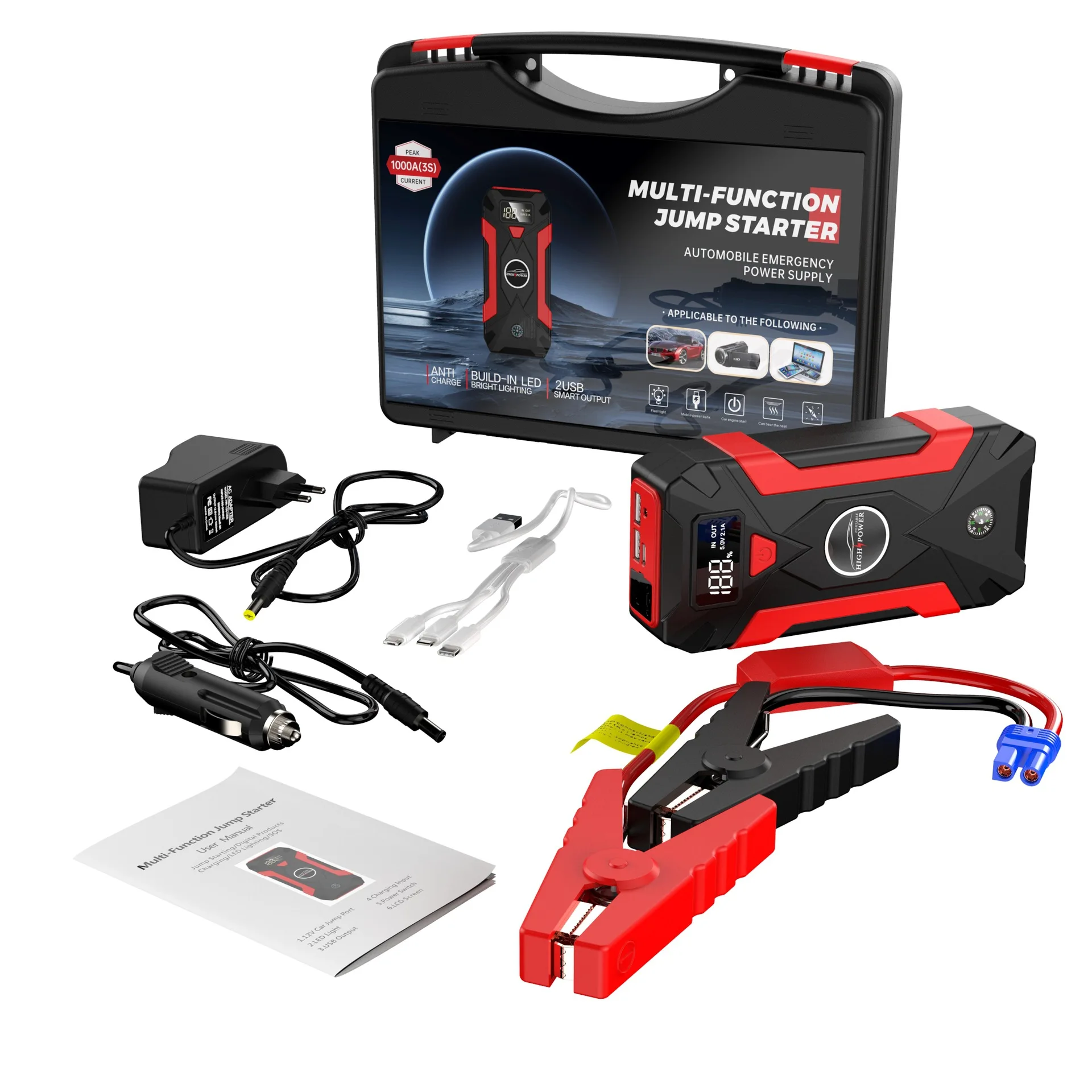 Jump Starter Power Bank 1000A Portable Car Battery Starter For 12V Car Emergency Booster Starter Starting Device