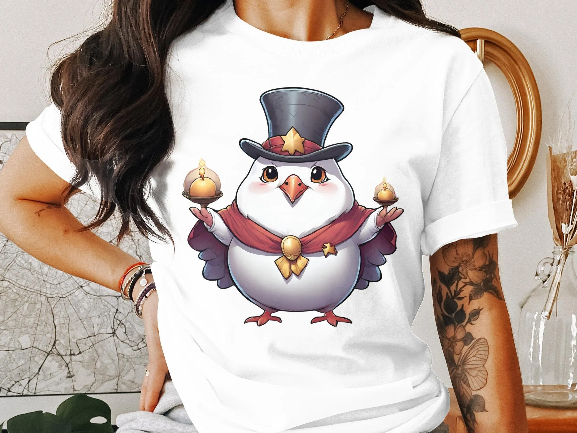 Funny Magician Dove Pigeon Magic Illusionist T Shirt Farmer Birthday Holiday S