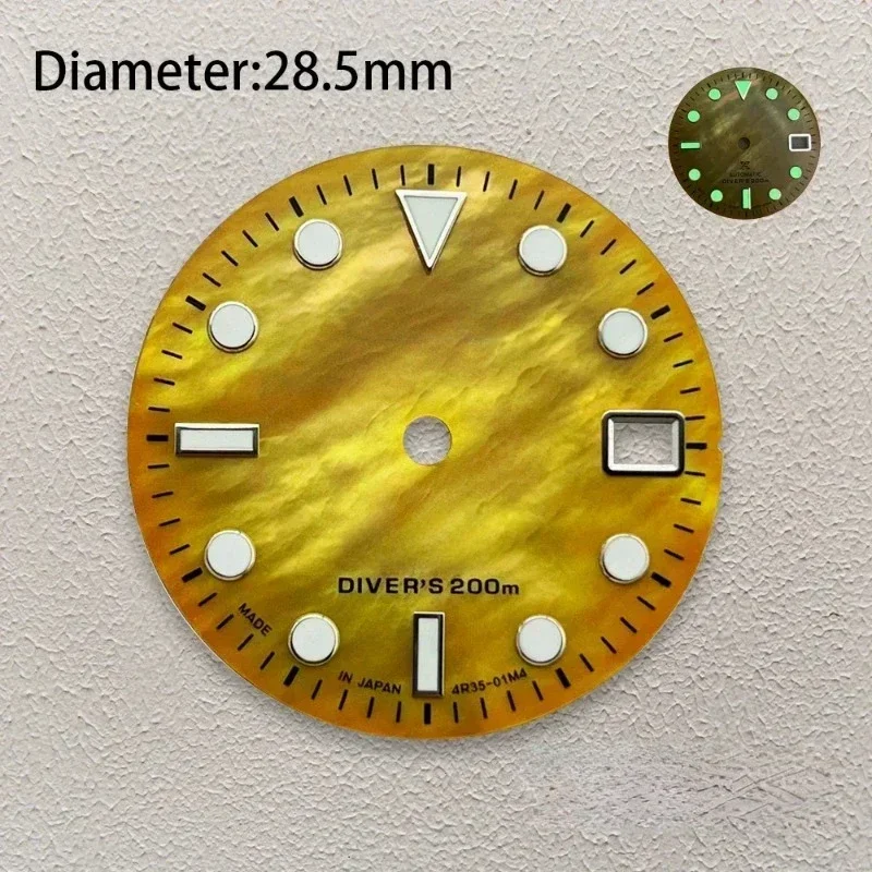 Quadrante da 29 mm quadrante a conchiglia adatto per movimento NH35 NH36 accessori per la modifica dell'orologio logo personalizzato luminoso verde NUOVO fai da te