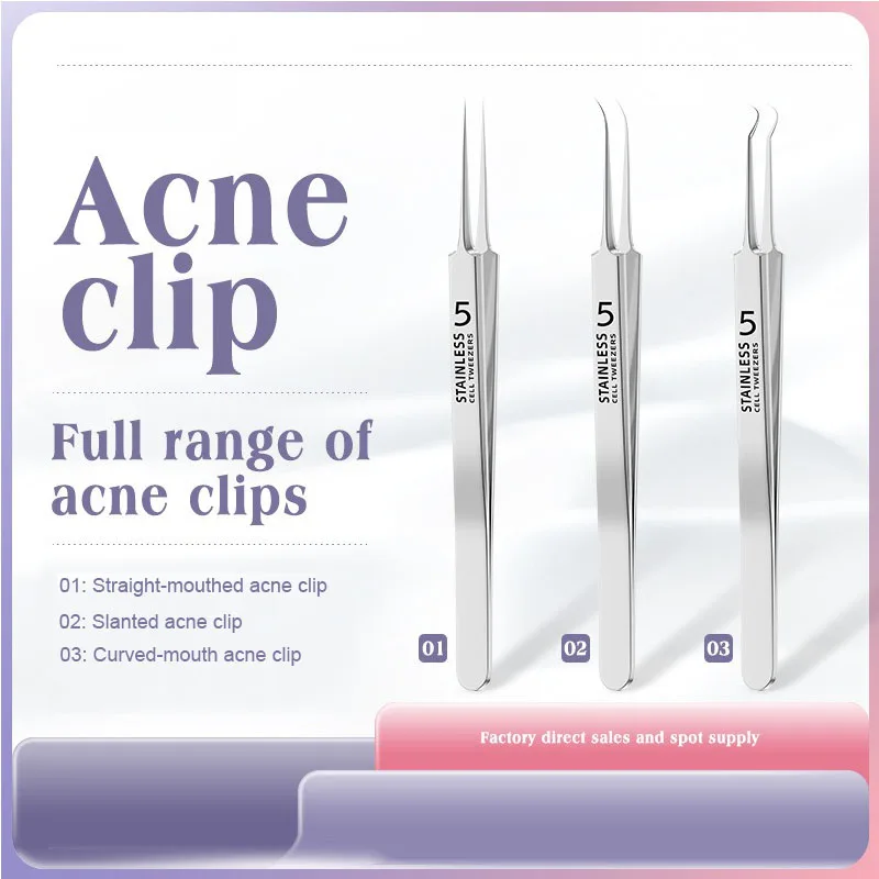Pinzas para espinillas y espinillas de acné, Clip eliminador de puntos negros, Extractor de espinillas ultrafino, aguja para acné, piel Facial FCZ01, 1/11 Uds.