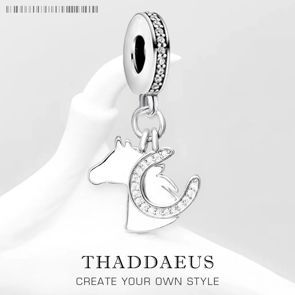 

New Horse With Horseshoe Pendant Lucky Charm For Men Women Winter 925 Sterling Silver Gifts
