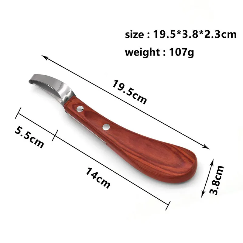 الحصان حلقة حافر سكين المتقلب شفرة الأغنام الماشية حافر سكين مزدوجة الحواف المقصات القاطع مقبض خشبي الفولاذ المقاوم للصدأ مسام الحديد