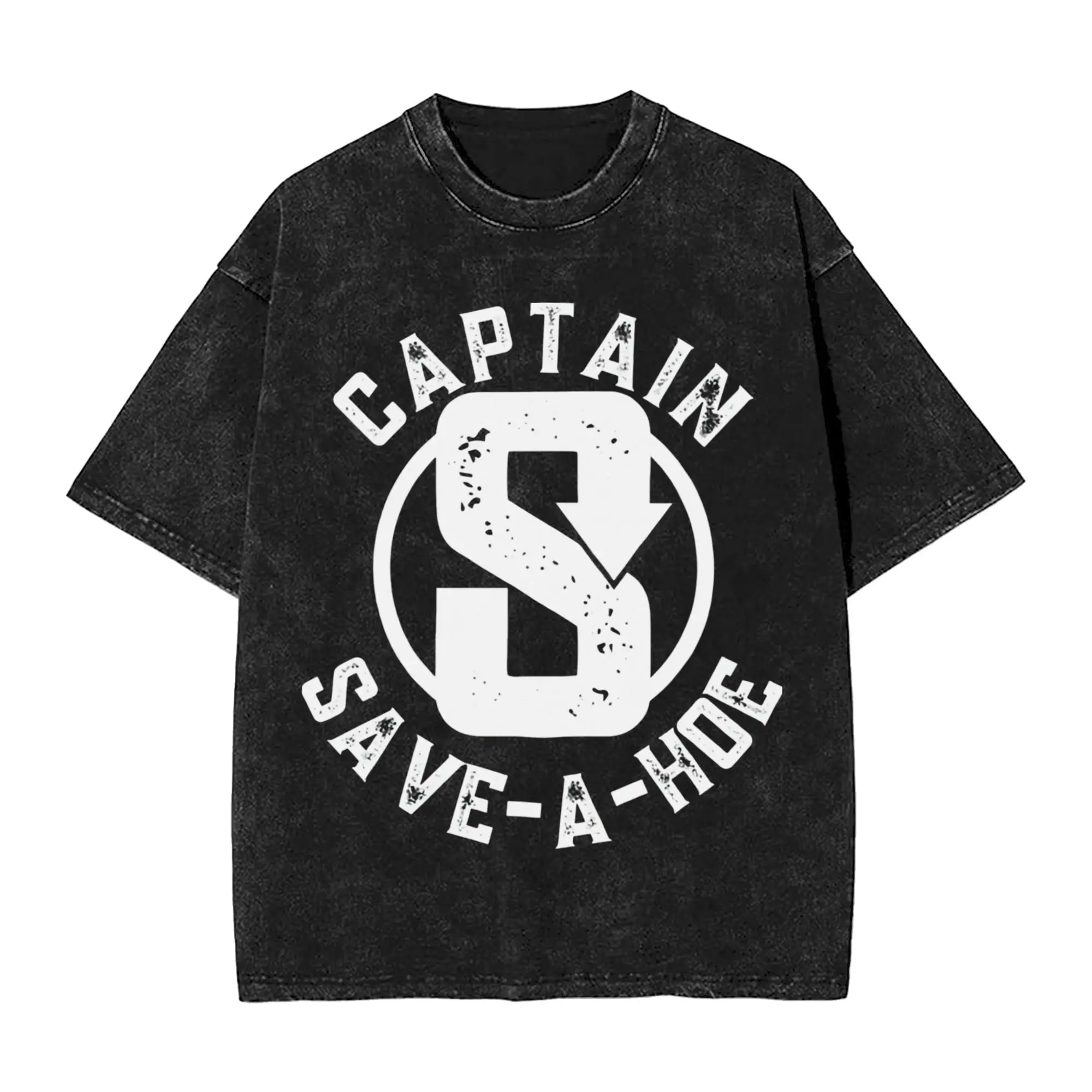Captain Save A Hoe Costume Halloween Washed T Shirt Streetwear Hip Hop Novelty T-Shirts  Tees Men Women Short Sleeve Harajuku