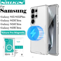 Nillkin For Samsung Galaxy S25 Ultra S25+ S24 Ultra S23 Ultra MagSafe Magnetic Case Nature Pro Transparent Clear TPU Frame Cover