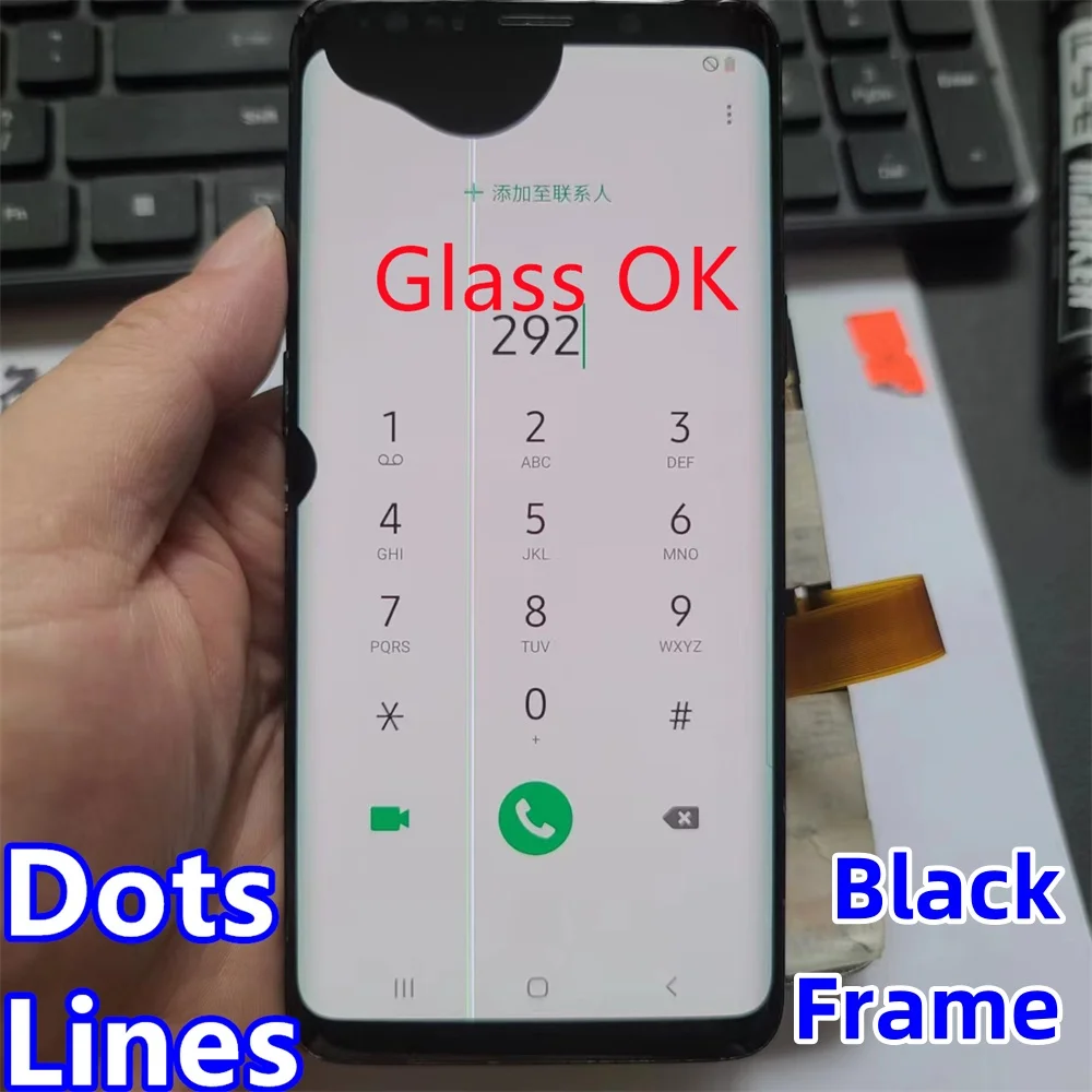 Repair Edge Screen Separete Glass Practice Lcd For Samsung Galaxy S9 G9600 G960F G960A G960U S9 Broken Glass Touch OK DOT + LINE